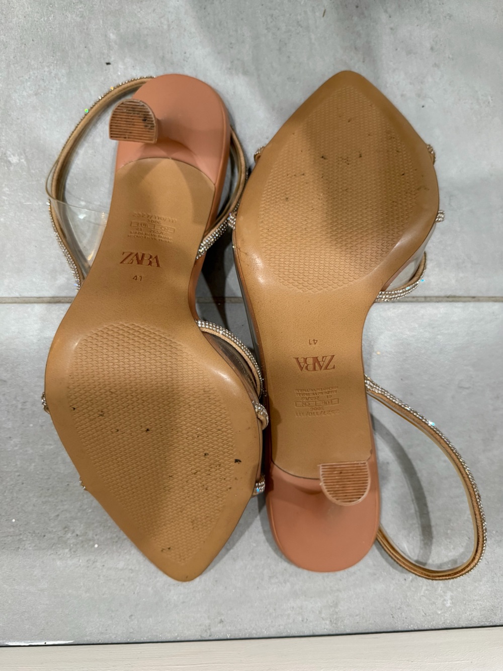 Zara Rhinestone Clear Slingback Heels Nude Size 41 EU / US 10 Never Worn - Picture 3 of 5